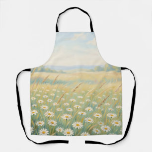 Sunny White Daisy Meadow Wildflower Field Apron