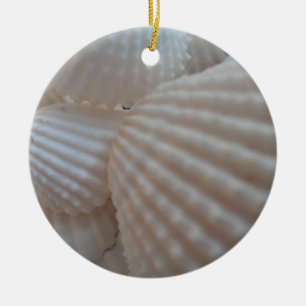 Sunny White Seashells, Sea Shell Beach Summer Love Ceramic Tree Decoration