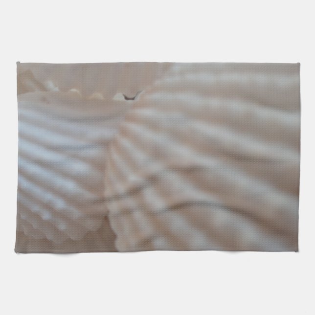 Sunny White Seashells, Sea Shell Beach Summer Love Tea Towel (Horizontal)