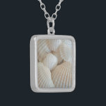 Sunny White Seashells, Summer Beach Exotic Silver Plated Necklace<br><div class="desc">Sunny White Seashells,  Summer Beach,  Exotic</div>