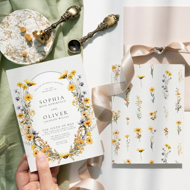 Sunny Wildflower Chic Floral Wedding Invitation (Creator Uploaded)