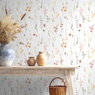 Sunny Wildflower Pattern Peach ID1023  Wallpaper