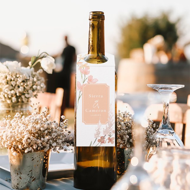 Sunny Wildflower Wedding Apricot ID1023 Bottle Tag (Creator Uploaded)