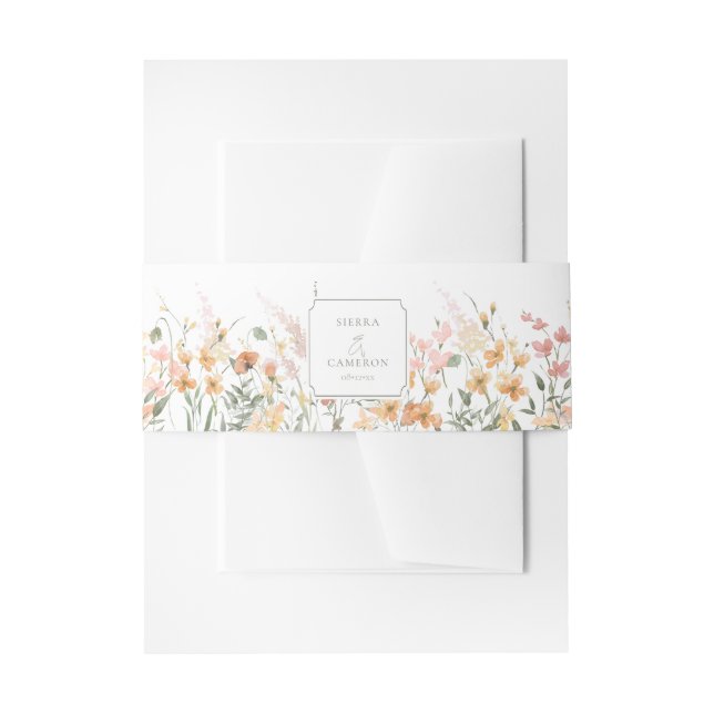 Sunny Wildflower Wedding Border ID1023 Invitation Belly Band (Front Example)