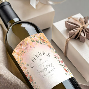 Sunny Wildflower Wedding Cheers Gradient ID1023 Wine Label