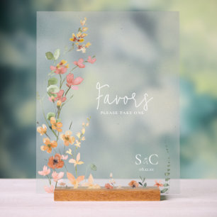 Sunny Wildflower Wedding Favours Gradient ID1023 Acrylic Sign