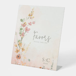 Sunny Wildflower Wedding Favours Gradient ID1023 Pedestal Sign