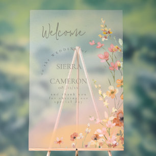 Sunny Wildflower Wedding Welcome Gradient ID1023 Acrylic Sign