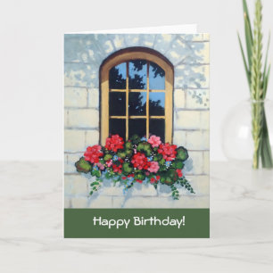 Sunny Window With Flowers, Painting, Birthday Card