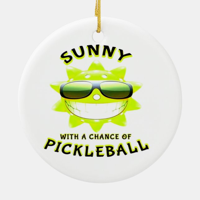 Sunny With a Chance of PickleBall Ceramic Tree Decoration (Back)