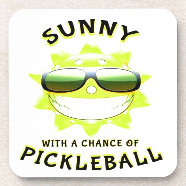 Sunny With a Chance of PickleBall Coaster (Front)