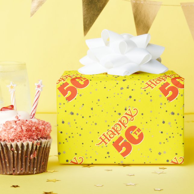 SUNNY YELLOW 50TH  WRAPPING PAPER (Birthday Party)