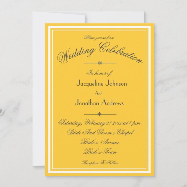 Sunny Yellow All In One RSVP Email Website Wedding Invitation (Front)