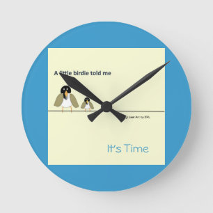 Sunny Yellow and Bright Blue- A Little Birdie Told Round Clock