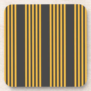 Sunny yellow and charcoal five stripe pattern coaster