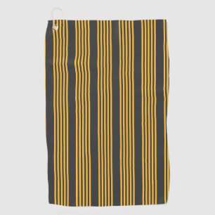 Sunny yellow and charcoal five stripe pattern golf towel