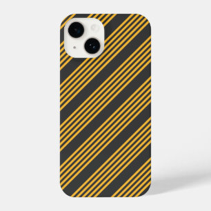 Sunny yellow and charcoal five stripe pattern iPhone 14 case