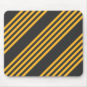 Sunny yellow and charcoal five stripe pattern mouse mat