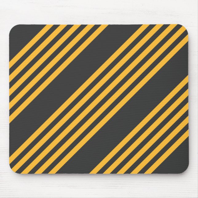 Sunny yellow and charcoal five stripe pattern mouse mat (Front)