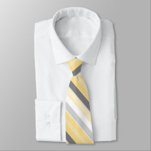 Sunny Yellow and Grey Stripes Tie