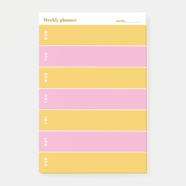 Sunny Yellow and Pink Custom Weekly Planner Post-it Notes (Front)