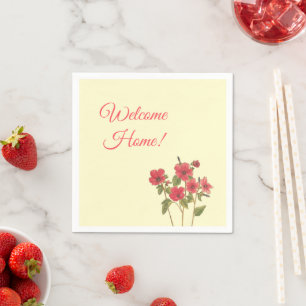 Sunny Yellow and Pink Wildflowers Welcome Home Napkin