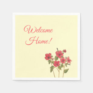 Sunny Yellow and Pink Wildflowers Welcome Home Napkin