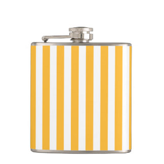Sunny yellow and white candy stripes hip flask