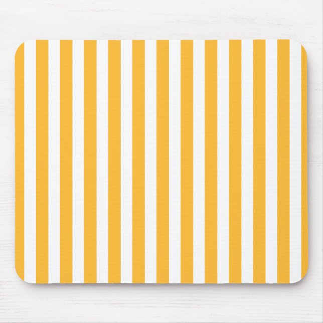 Sunny yellow and white candy stripes mouse mat (Front)