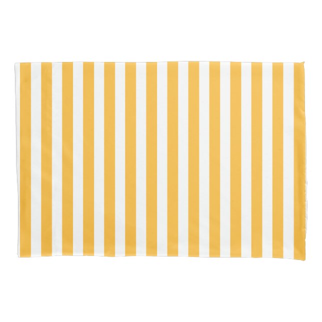 Sunny yellow and white candy stripes pillowcase (Front)