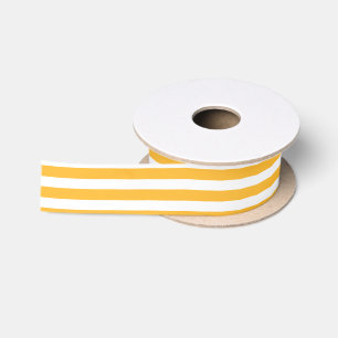 Sunny yellow and white candy stripes satin ribbon