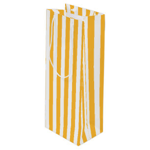 Sunny yellow and white candy stripes wine gift bag