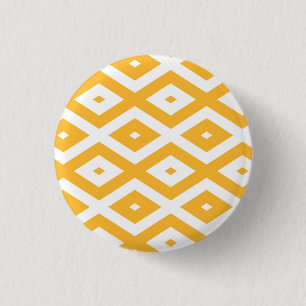 Sunny yellow and white diamond pattern 3 cm round badge