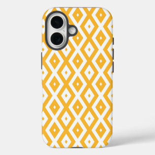 Sunny yellow and white diamond pattern iPhone 16 case