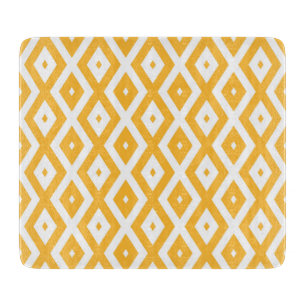 Sunny yellow and white diamond pattern cutting board