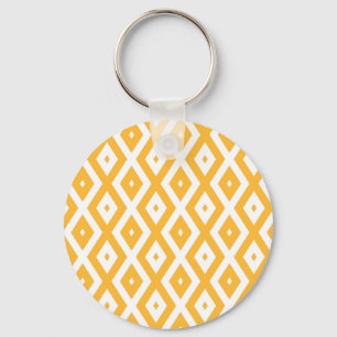 Sunny yellow and white diamond pattern key ring