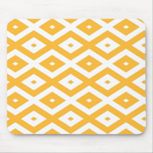 Sunny yellow and white diamond pattern mouse mat