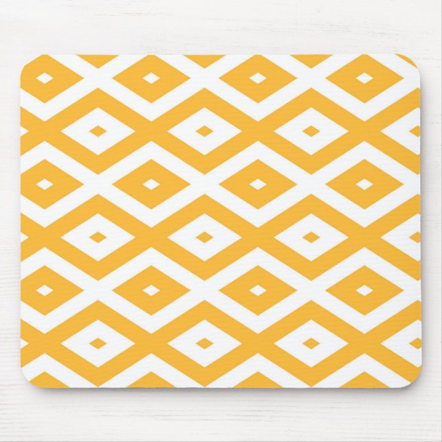 Sunny yellow and white diamond pattern mouse mat (Front)