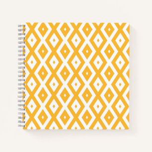 Sunny yellow and white diamond pattern notebook