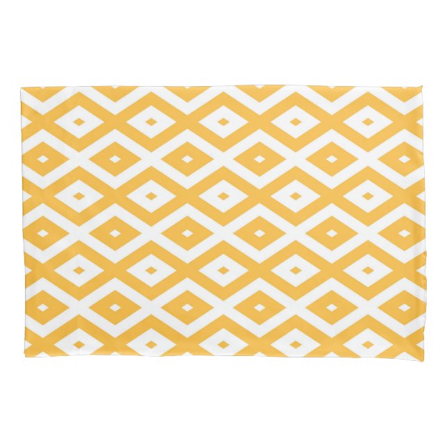 Sunny yellow and white diamond pattern pillowcase (Front)