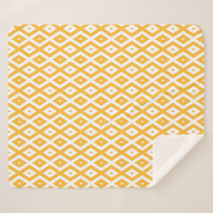Sunny yellow and white diamond pattern sherpa blanket