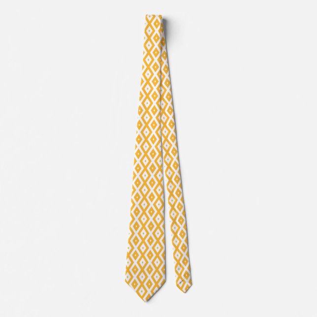 Sunny yellow and white diamond pattern tie (Front)