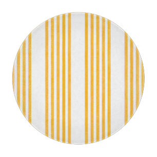 Sunny yellow and white five stripe pattern cutting board