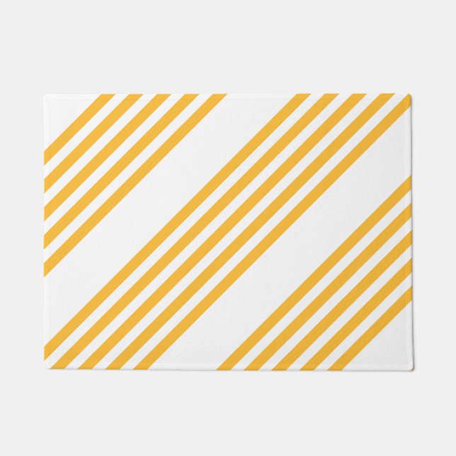 Sunny yellow and white five stripe pattern doormat (Front)