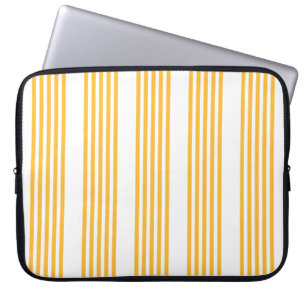 Sunny yellow and white five stripe pattern laptop sleeve