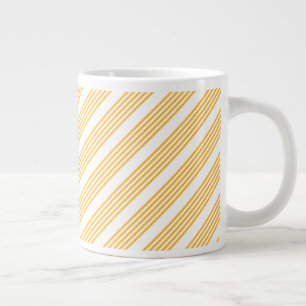 Sunny yellow and white five stripe pattern large coffee mug