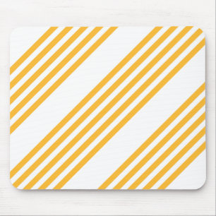 Sunny yellow and white five stripe pattern mouse mat