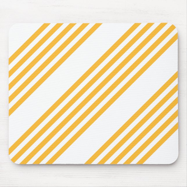 Sunny yellow and white five stripe pattern mouse mat (Front)