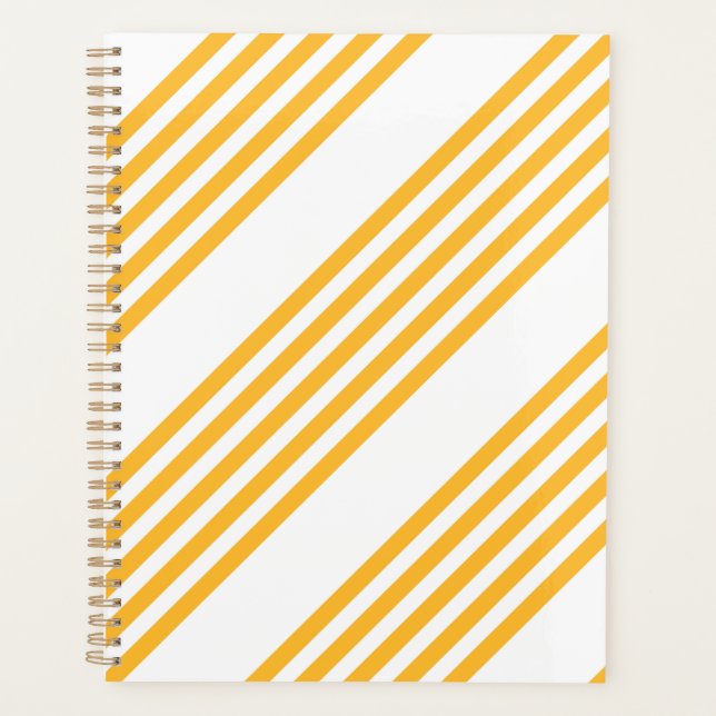 Sunny yellow and white five stripe pattern planner (Front)