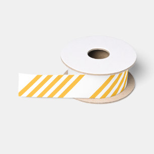 Sunny yellow and white five stripe pattern satin ribbon